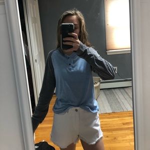 Cute blue and gray long sleeve tee